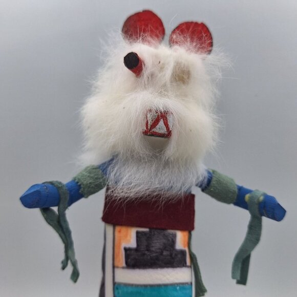 Kachina Handmade Doll Signed 7 Inch Bear AM Native American Indian Art Wood - Picture 4 of 10